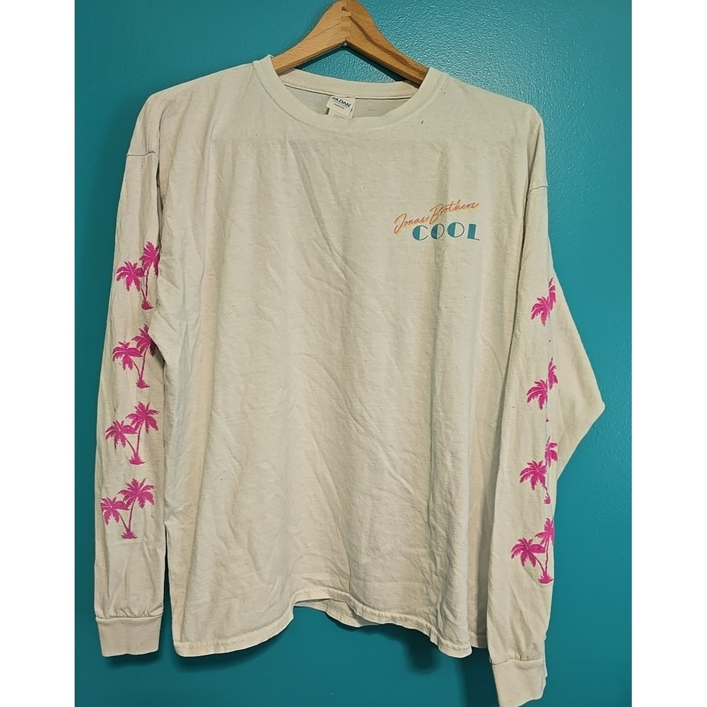 VTG Jonas Brothers Band Cool Shirt XL 90s Y2K Beach Palm Tree Long Sleeve Tee